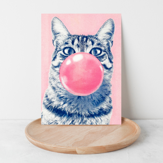Bubble Gum Cat Postkarte